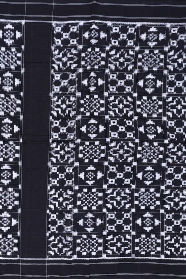 Pochampally Cotton Saree In Black With Printed Design