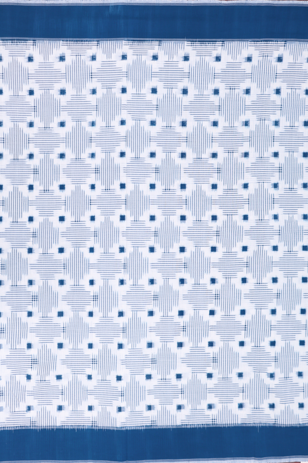 Pochampally Cotton Saree In White With Printed Design