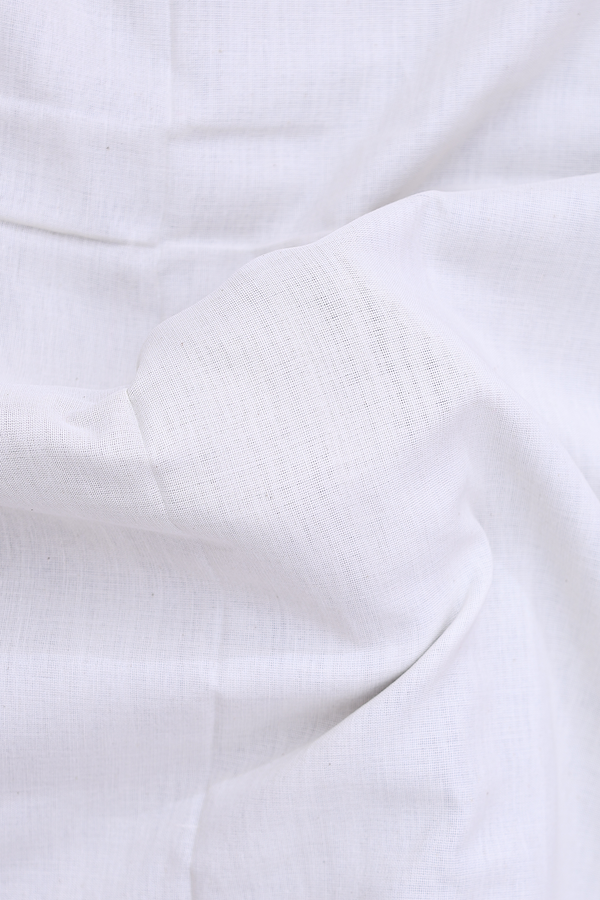 Pochampally Cotton Saree In White With Contrast Border