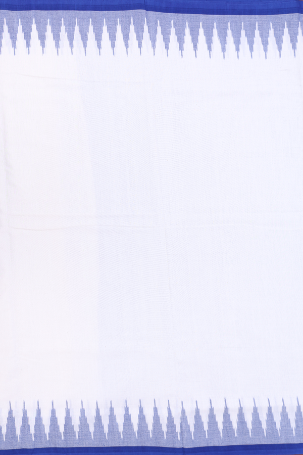 Pochampally Cotton Saree In White With Contrast Border