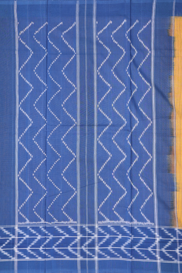 Pochampally Cotton Saree In Yellow With Checks Design