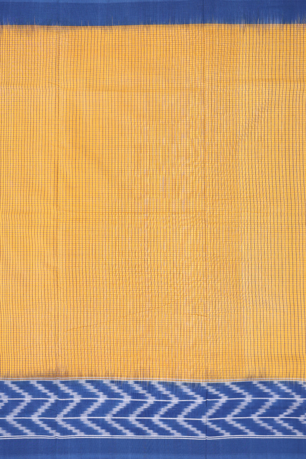 Pochampally Cotton Saree In Yellow With Checks Design