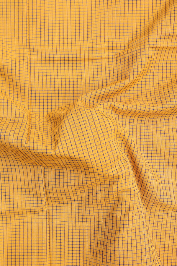 Pochampally Cotton Saree In Yellow With Checks Design