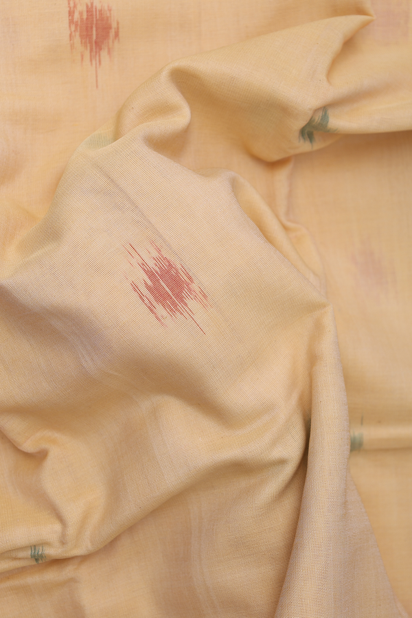 Pochampally Cotton Saree In Yellow With Printed Buttas