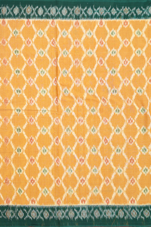 Pochampally Cotton Saree In Yellow With Printed Design