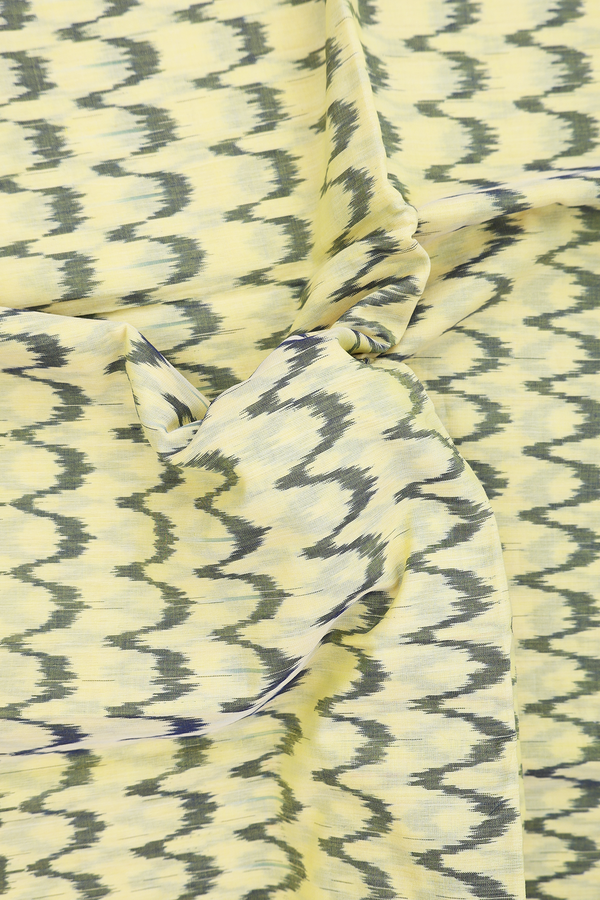 Pochampally Cotton Saree In Yellow With Printed Design