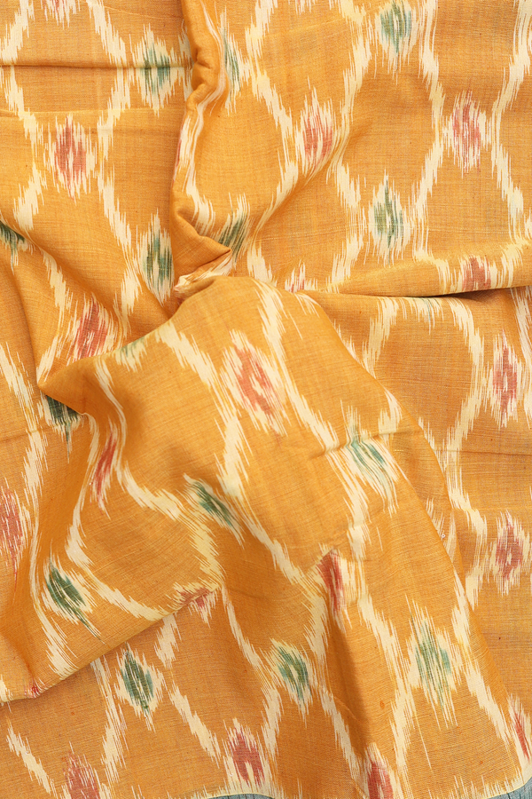Pochampally Cotton Saree In Yellow With Printed Design