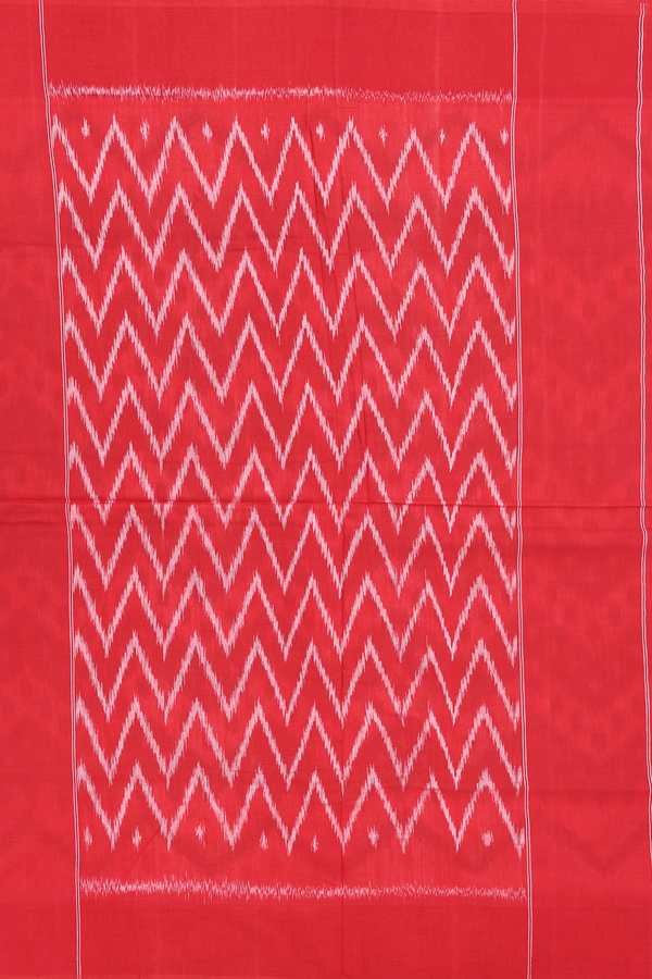 Pochampally Cotton Saree White And Grey With Chevron Design