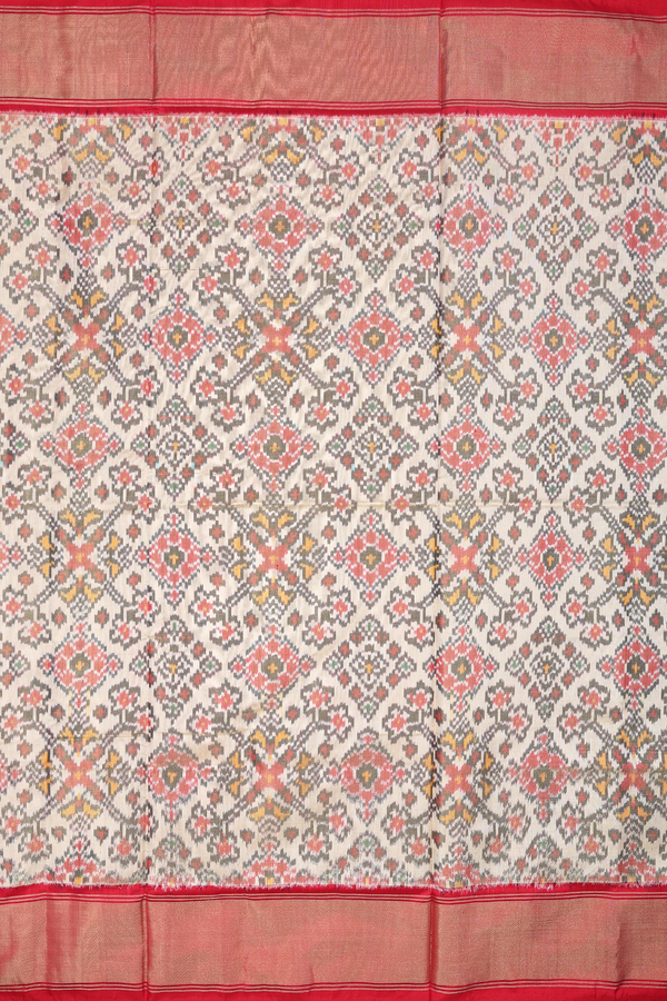 Pochampally Silk Saree In Beige Tissue With Printed Design