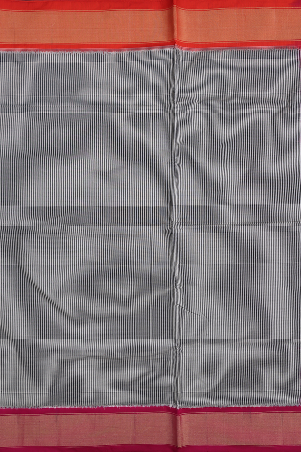 Pochampally Silk Saree In Black And White With Checks Design