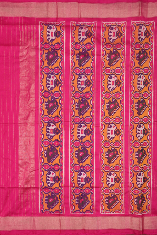 Pochampally Silk Saree In Black And White With Checks Design