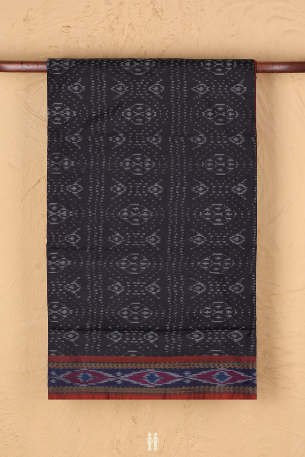 Pochampally Silk Saree In Black With Printed Design