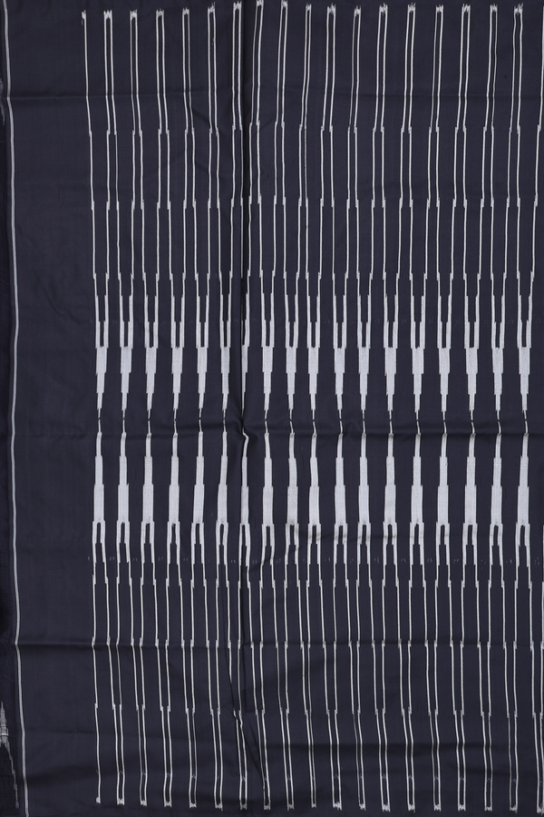 Pochampally Silk Saree In Black With Temple Border