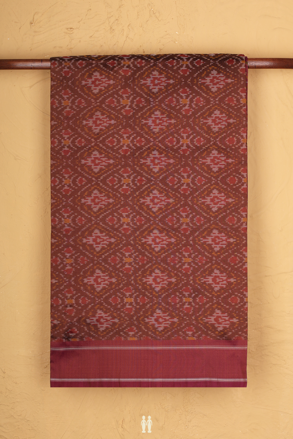 Pochampally Silk Saree In Brown With Allover Design