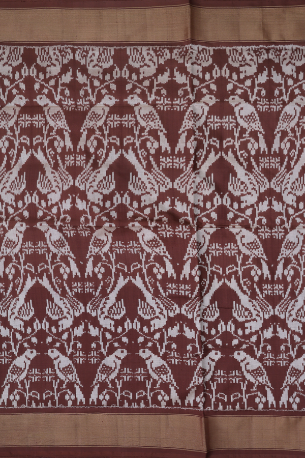 Pochampally Silk Saree In Brown With Birds Design