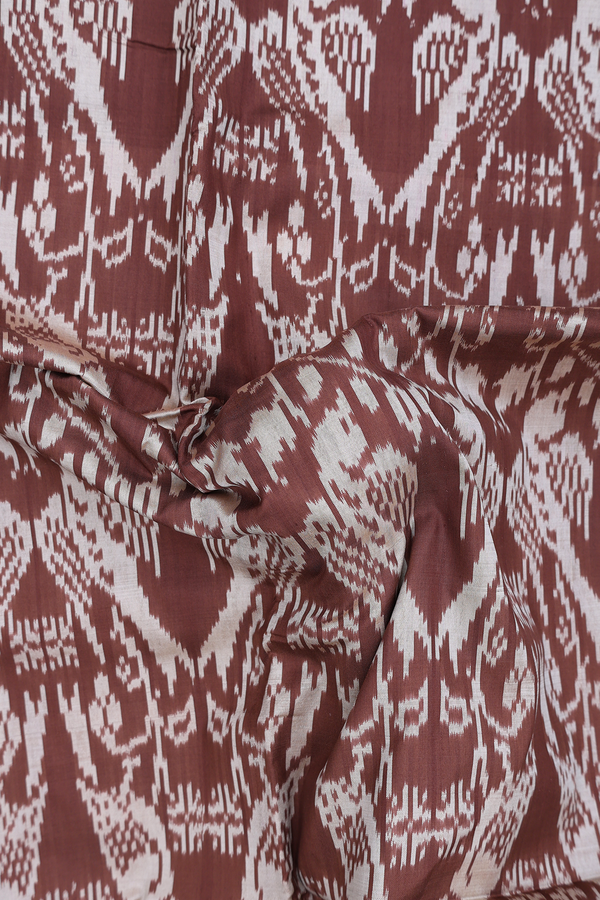 Pochampally Silk Saree In Brown With Birds Design