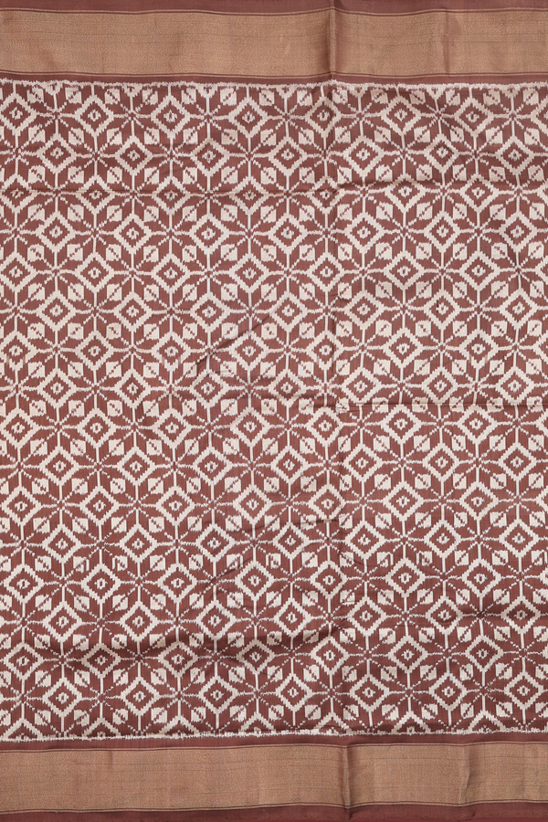 Pochampally Silk Saree In Brown With Printed Design
