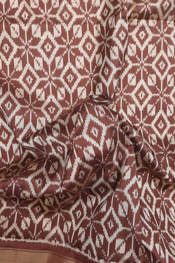 Pochampally Silk Saree In Brown With Printed Design