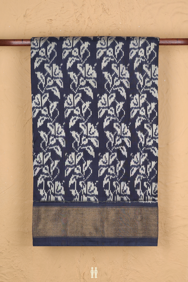 Pochampally Silk Saree In Charcoal Grey With Printed Design