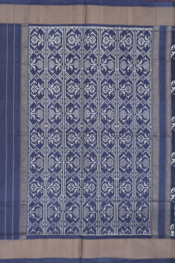 Pochampally Silk Saree In Charcoal Grey With Printed Design