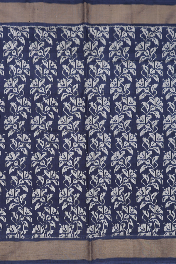 Pochampally Silk Saree In Charcoal Grey With Printed Design