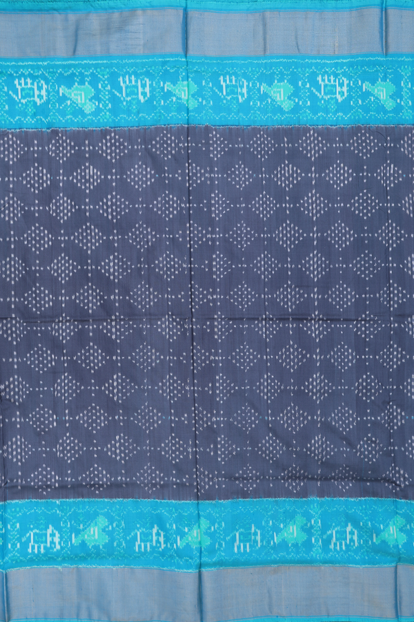Pochampally Silk Saree In Charcoal Grey With Allover Design