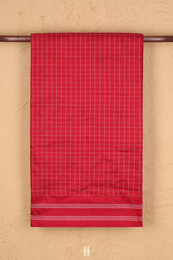 Pochampally Silk Saree In Chilli Red With Checks Design