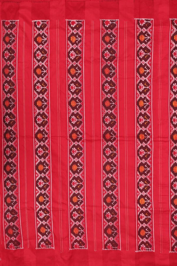 Pochampally Silk Saree In Chilli Red With Checks Design