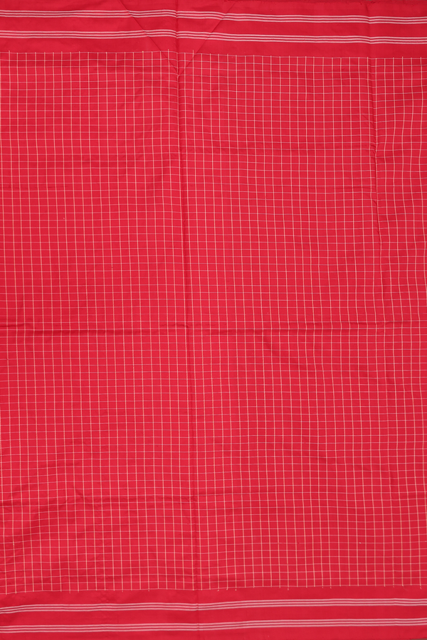 Pochampally Silk Saree In Chilli Red With Checks Design