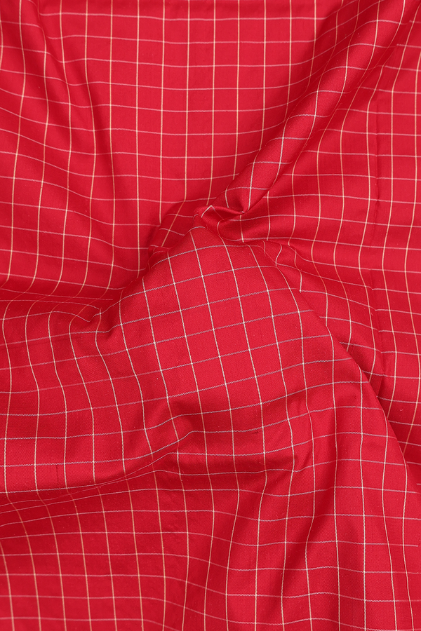 Pochampally Silk Saree In Chilli Red With Checks Design