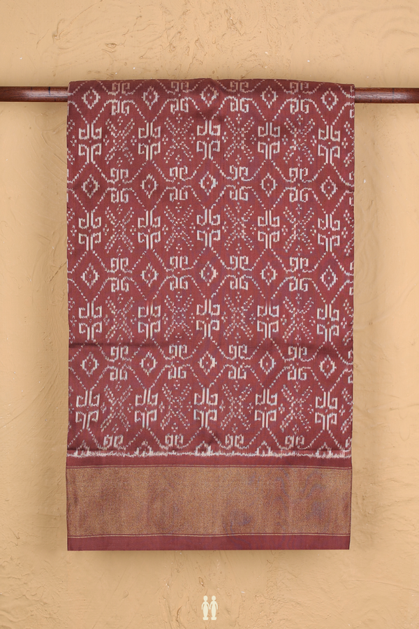 Pochampally Silk Saree In Cocoa Brown With Printed Design
