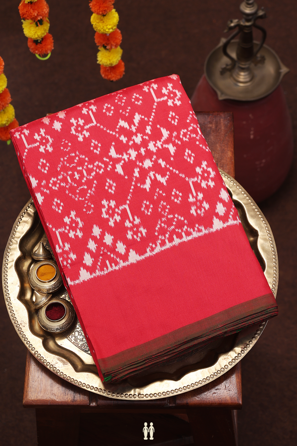 Pochampally Silk Saree In Crimson Red With Printed Design