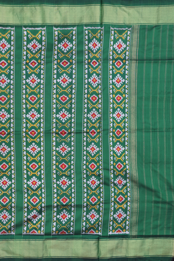 Pochampally Silk Saree In Dark Green With Printed Design