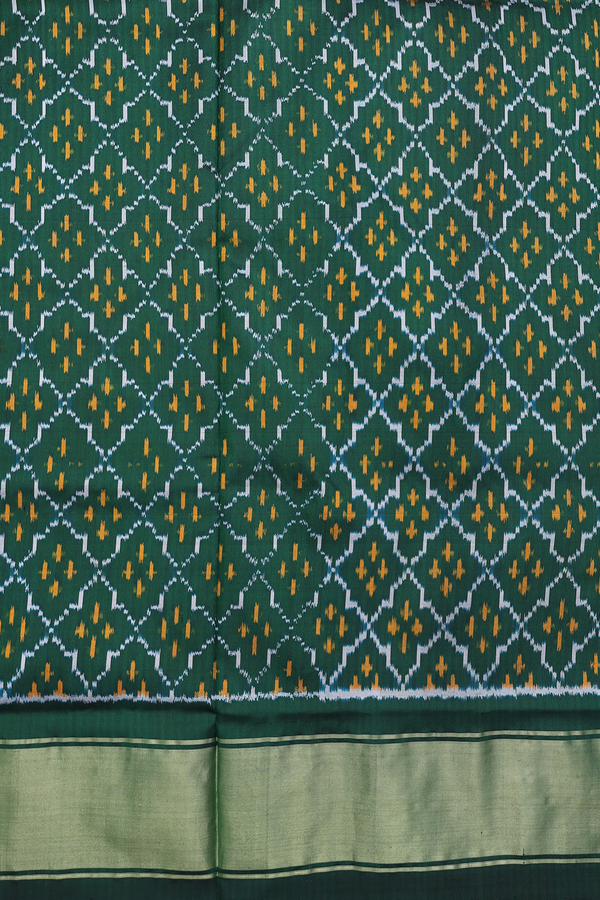 Pochampally Silk Saree In Dark Green With Printed Design