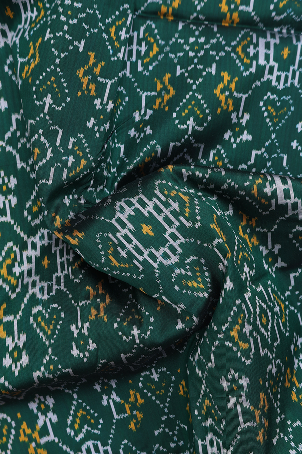 Pochampally Silk Saree In Dark Green With Printed Design
