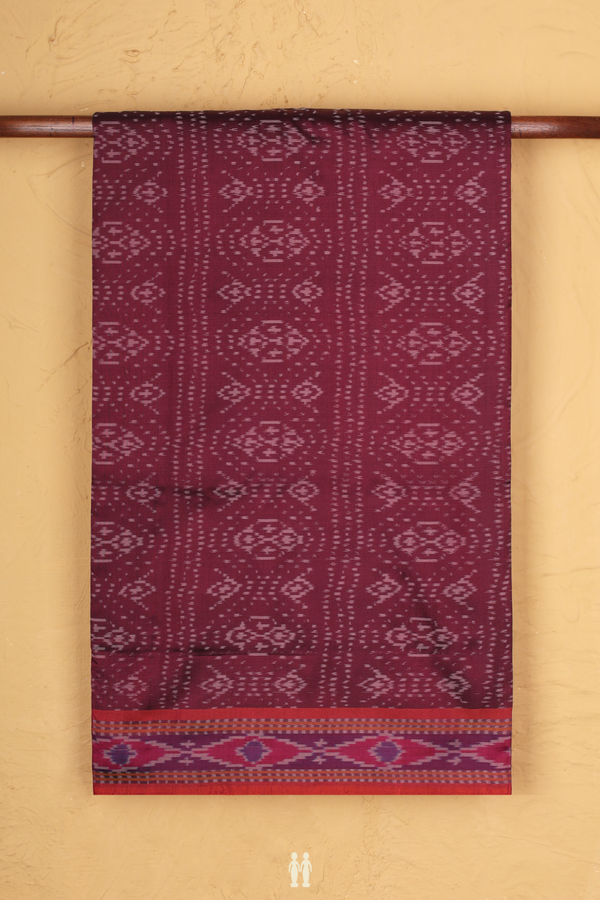 Pochampally Silk Saree In Dark Maroon With Allover Design