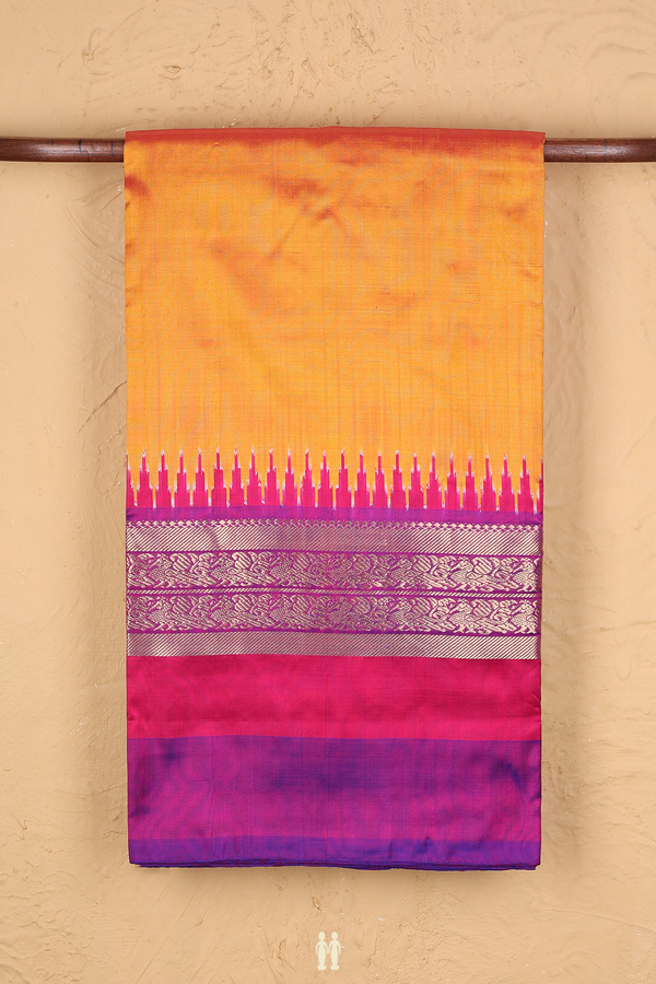 Pochampally Silk Saree In Dual Tone With Ganga Jamuna Border