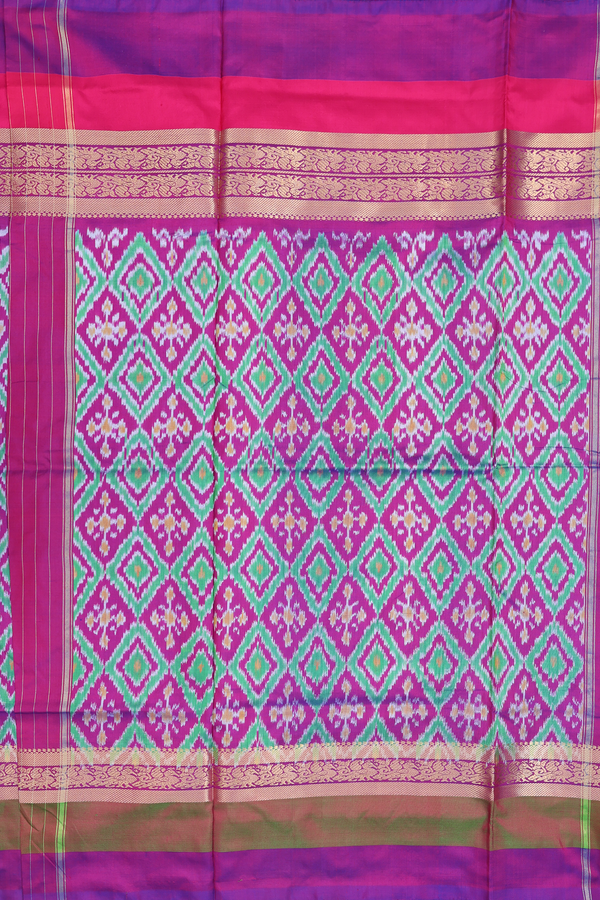 Pochampally Silk Saree In Dual Tone With Ganga Jamuna Border