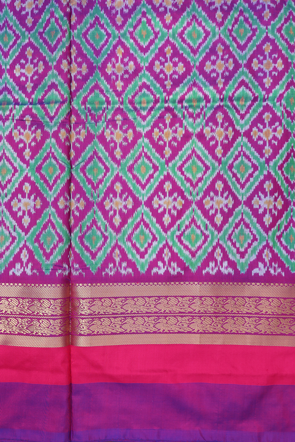 Pochampally Silk Saree In Dual Tone With Ganga Jamuna Border