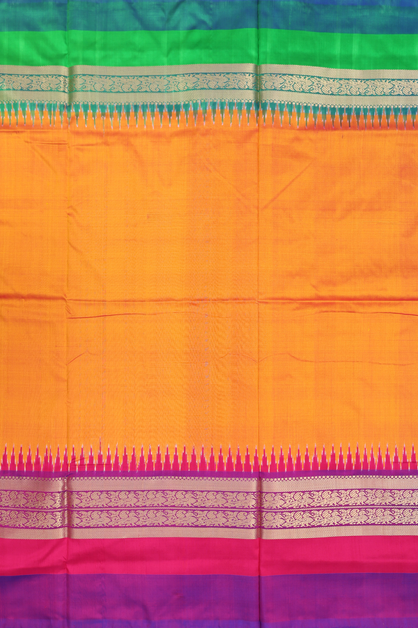 Pochampally Silk Saree In Dual Tone With Ganga Jamuna Border