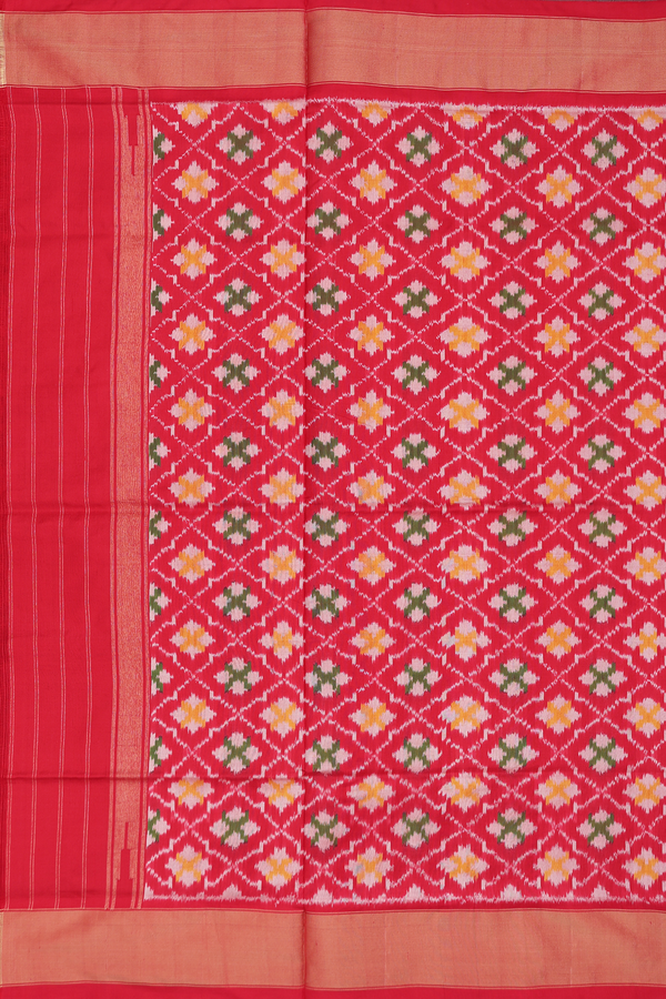 Pochampally Silk Saree In Dusty Green With Printed Design