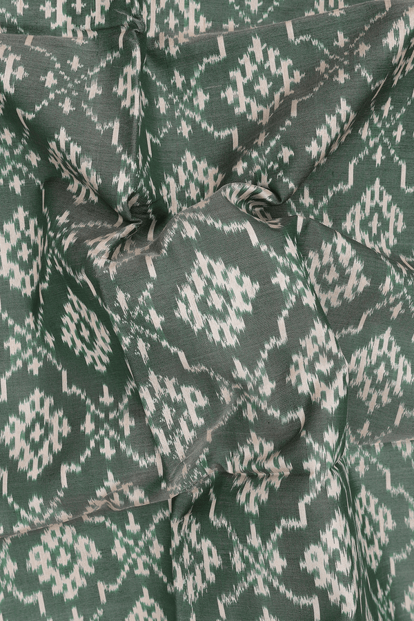 Pochampally Silk Saree In Dusty Green With Printed Design