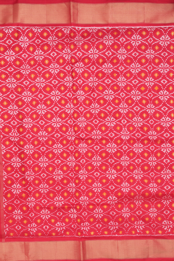 Pochampally Silk Saree In Red With Printed Design