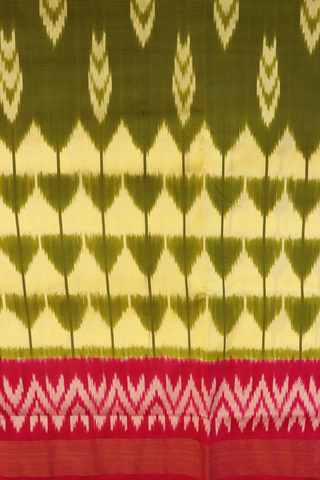 Pochampally Silk Saree In Green And Yellow With Ikat Design