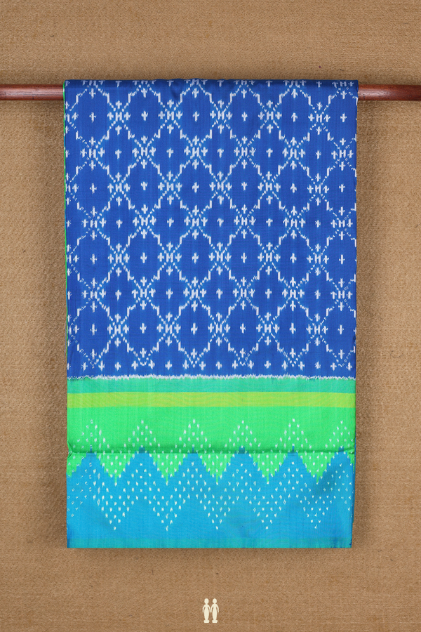 Pochampally Silk Saree In Indigo Blue With Allover Design
