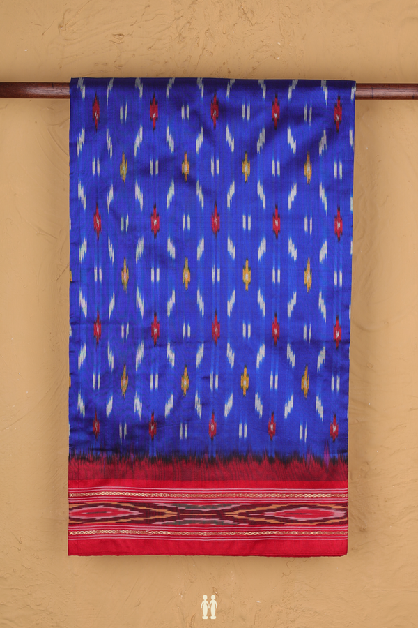 Pochampally Silk Saree In Indigo Blue With Allover Design