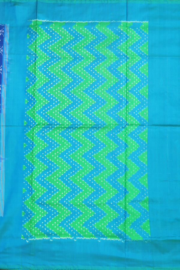 Pochampally Silk Saree In Indigo Blue With Allover Design