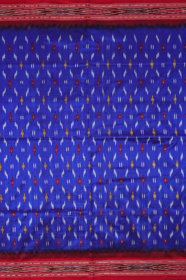 Pochampally Silk Saree In Indigo Blue With Allover Design