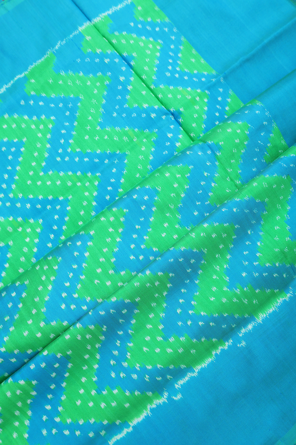 Pochampally Silk Saree In Indigo Blue With Allover Design