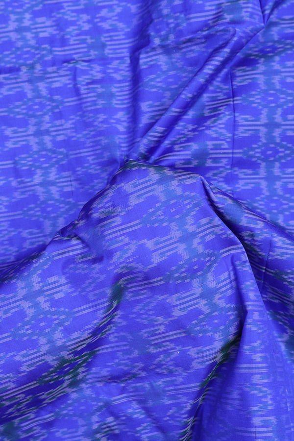 Pochampally Silk Saree In Indigo Blue With Ikat Design